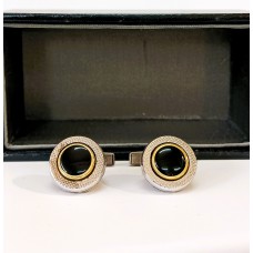 Μανικετόκουμπα Ασημένια Στρογγυλά Γυαλιστερά Ανάγλυφα CUF42